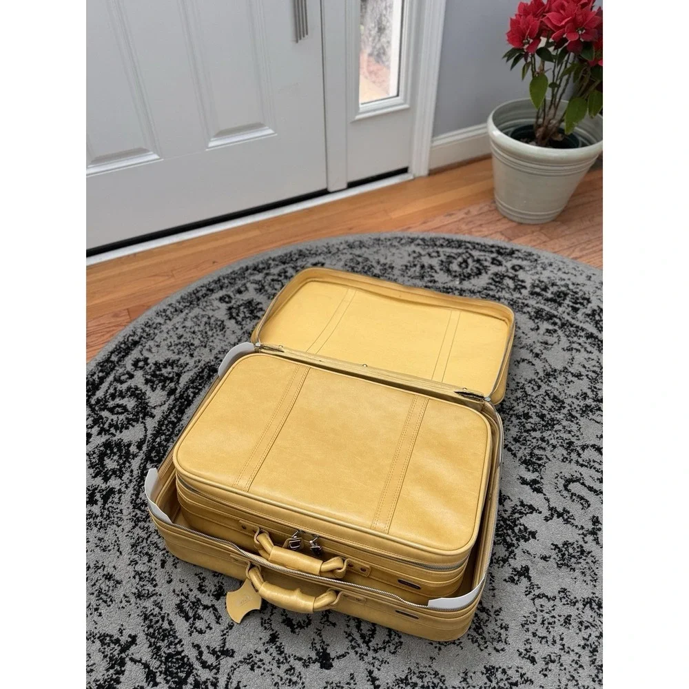 Vintage American Tourister ESCORT Suitcase Set 2pc Mustard Yellow Retro 70s MCM